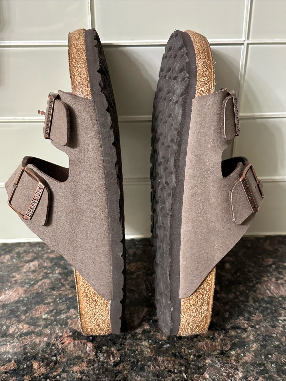 Birkenstock Arizona Two-Strap Sandals in Taupe Brown - Picture 7 of 9